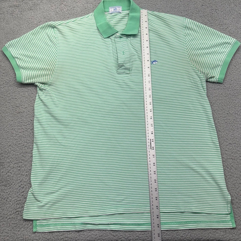 Southern Tide The Skipjack Mens Large Green Striped Polo Collared Golf Shirt - Picture 10 of 15